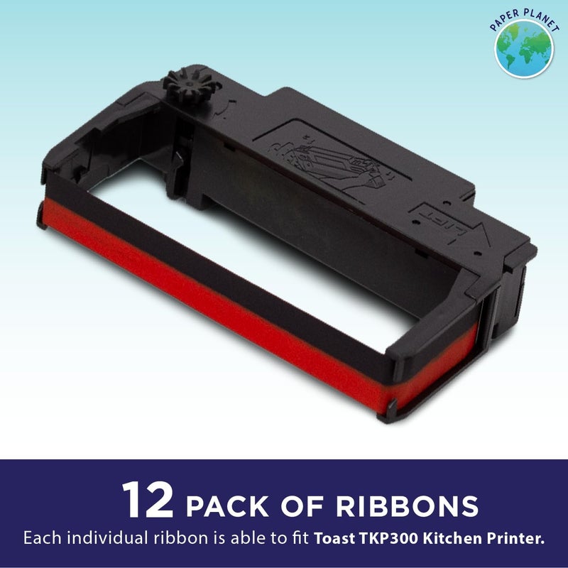 PaperPlanet Red and Black Ink Printer Ribbons for Toast Kitchen Printer by Paper Planet | 12 Ribbons | TKP300 SNBC BTP-M300 - Image 2